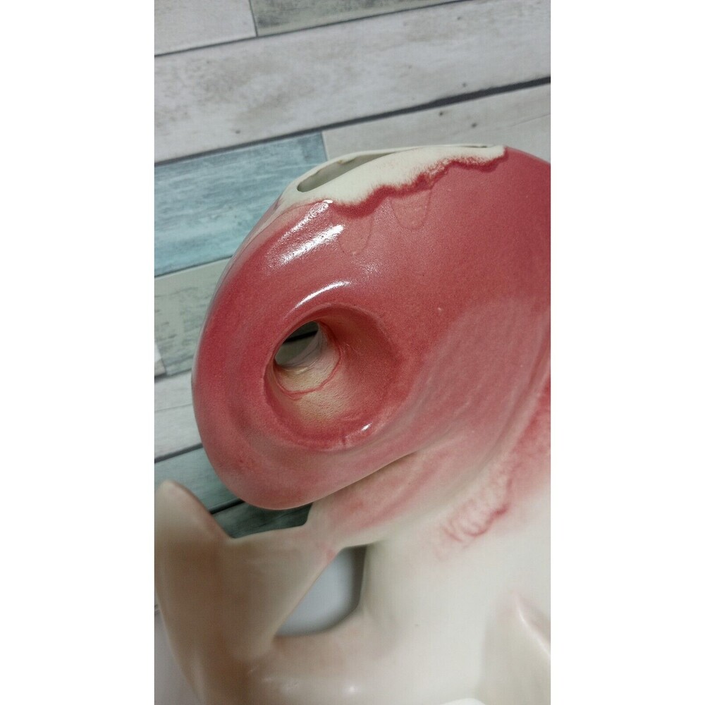Vintage Dryden '92'  Pottery Whale Fish Vase Pink Drip Glaze Rare MCM Na… - Picture 2 of 9